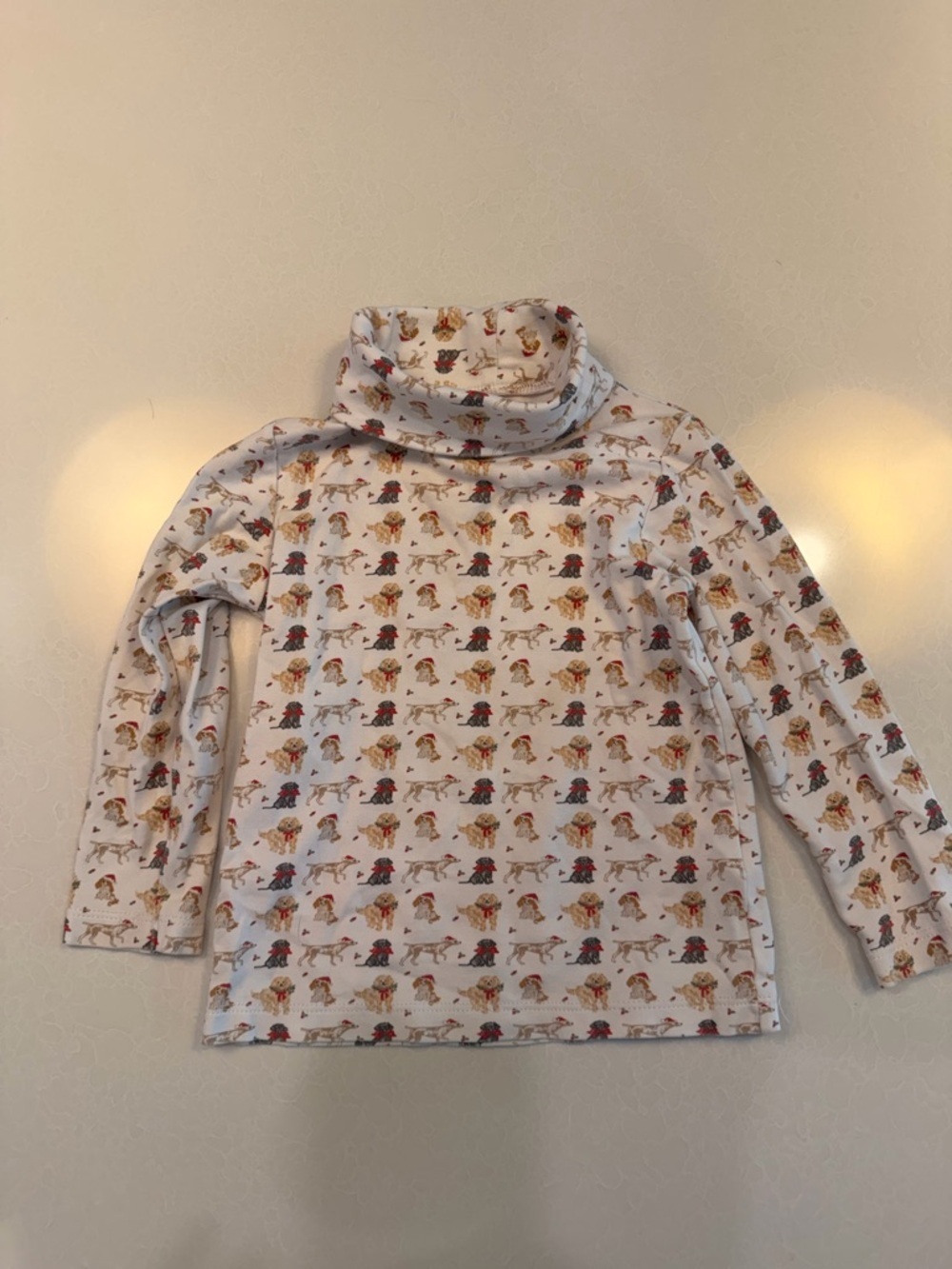 Kids White Turtleneck Cute Dog Print! Christmas pups 3T James and Lottie